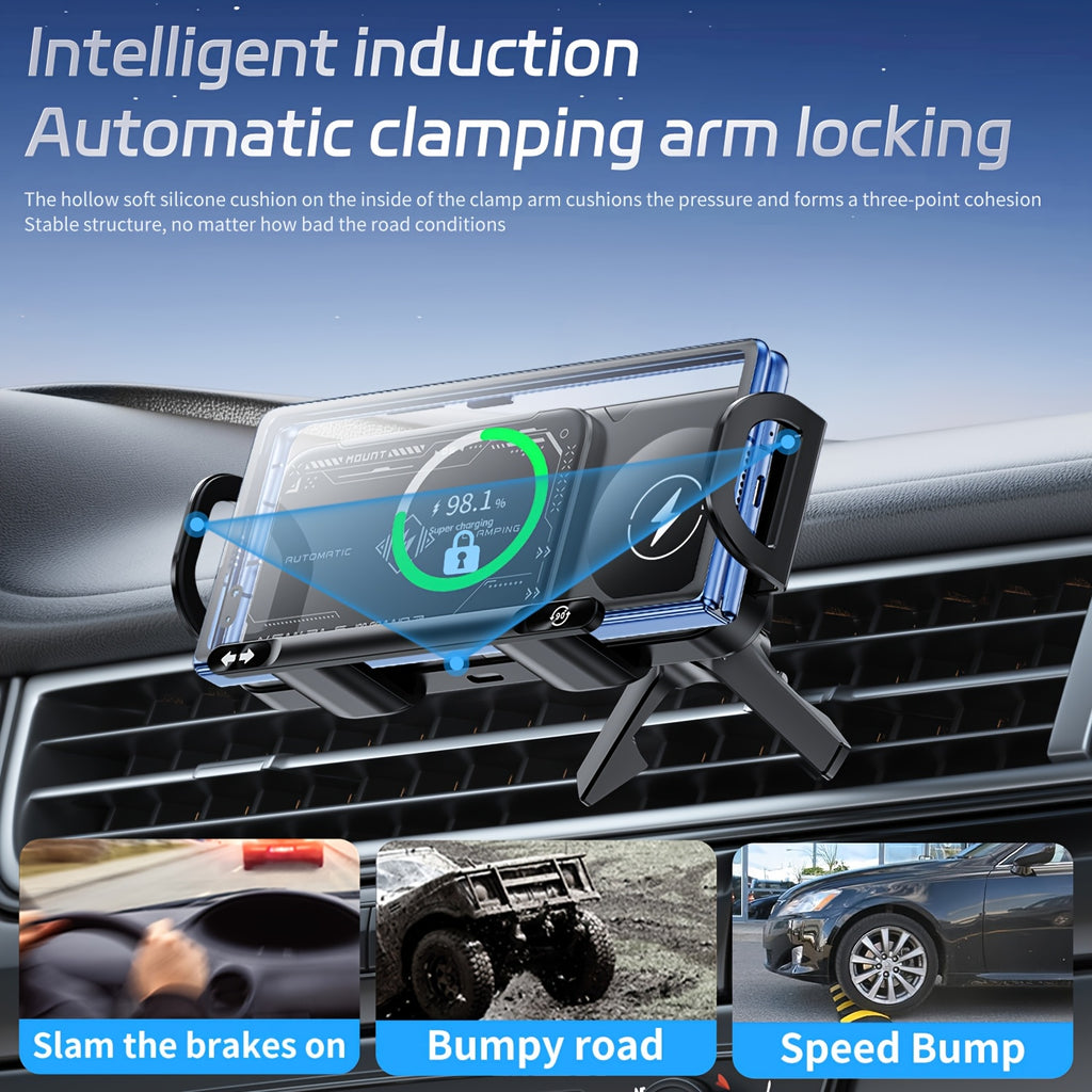 Smart Wireless Charging Car Holder Electric Induction Clamping